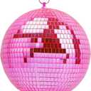 8 Inch Pink Disco Ball, Mirror Ball for Disco Parties, DJ Stage, Wedding, Home Decor (Pink-1)