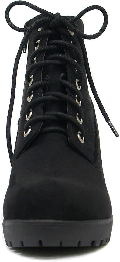 Soda Womens Second Lace Up Ankle Bootie Black  7.5