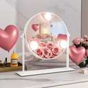 10"x10" Lighted Makeup Mirror, Hollywood Vanity Mirror with 3 Dimmable LED Bulbs, Dimmable Touch Screen, Light up Mirror, Portable Travel Mirror, 360 Rotation, White