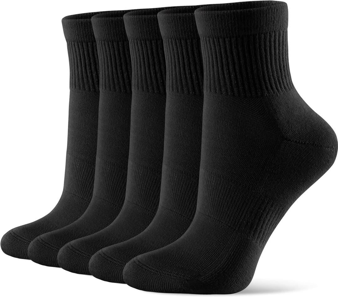CS CELERSPORT 5 Pairs Mini Crew Ankle Socks Cushioned Running Casual Socks for Women and Men (S)