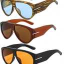 3-Pack Oversized Aviator Sunglasses, Retro Frame UV400 Protection Unisex (Women & Men) Bulk Party Accessories