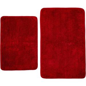 2 Piece Bathroom Rugs and Mats Sets, Soft Bath Mats for Bathroom with Non-Slip Backing, Machine Washable Microfiber Absorbent Bath Rugs (16''x24'' Plus 20''x32'',Red)...