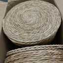 50 Pcs Cattail Round Woven Placemats Set, Cattail Placemats with Pearl Napkin Rings Boho Farmhouse Rustic Woven Chargers Natural Mat Bulk for Wedding Party, Dinner Table (12 Inch)