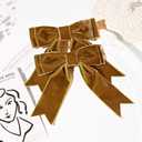2 x 2PCS 5" Velvet Brown Hair Bows Girls Hair Clips Ponytail Holder Accessories for Girls Toddlers