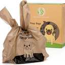 GREENER WALKER Tie Handles Poo Bags for Dog Waste, 600 Doggy Waste Bags Extra Thick Strong 100% Leak-Proof (Brown)