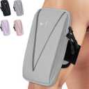 HiRui Cell Phone Holder Arm Bag & Wrist Bag for Phone, Sports Running Armband for Gym & Cycling, Compatible with iPhone 17/17Pro/Plus/16/15 Samsung Galaxy All Phones, Reflective & Adjustable (Gray)