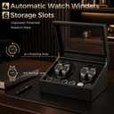 Watch Winder for Automatic Watches, Automatic Watch Winder | 4 Watch Winder with 6 Slots, Carbon Fiber Finish, Ultra-Quiet Japanese Motor, Adjustable Pillows, Present Box Packaging