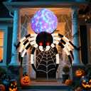 Prsildan Halloween Inflatable 6 Ft Spider with Colorful LED Lights and Red Glowing Eyes, Holiday Blow up Decorations for Indoor Outdoor Garden Yard Lawn (White)