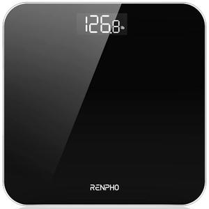 RENPHO Scale for Body Weight, Digital Bathroom Scale with Backlit LED Display, Highly Accurate & Measures Weight up to 400 lb/180kg, Batteries Included, Black-Core 1S (10.2"/260mm, Black)