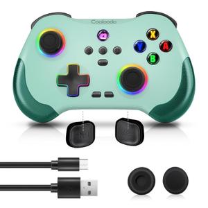 Coolaado Wireless Controller for Xbox/Swtich/PS3/4, Bluetooth Handheld Gaming Joysticks Gamepad Compatible With iPhone/Andriod Phones/PC (Green)