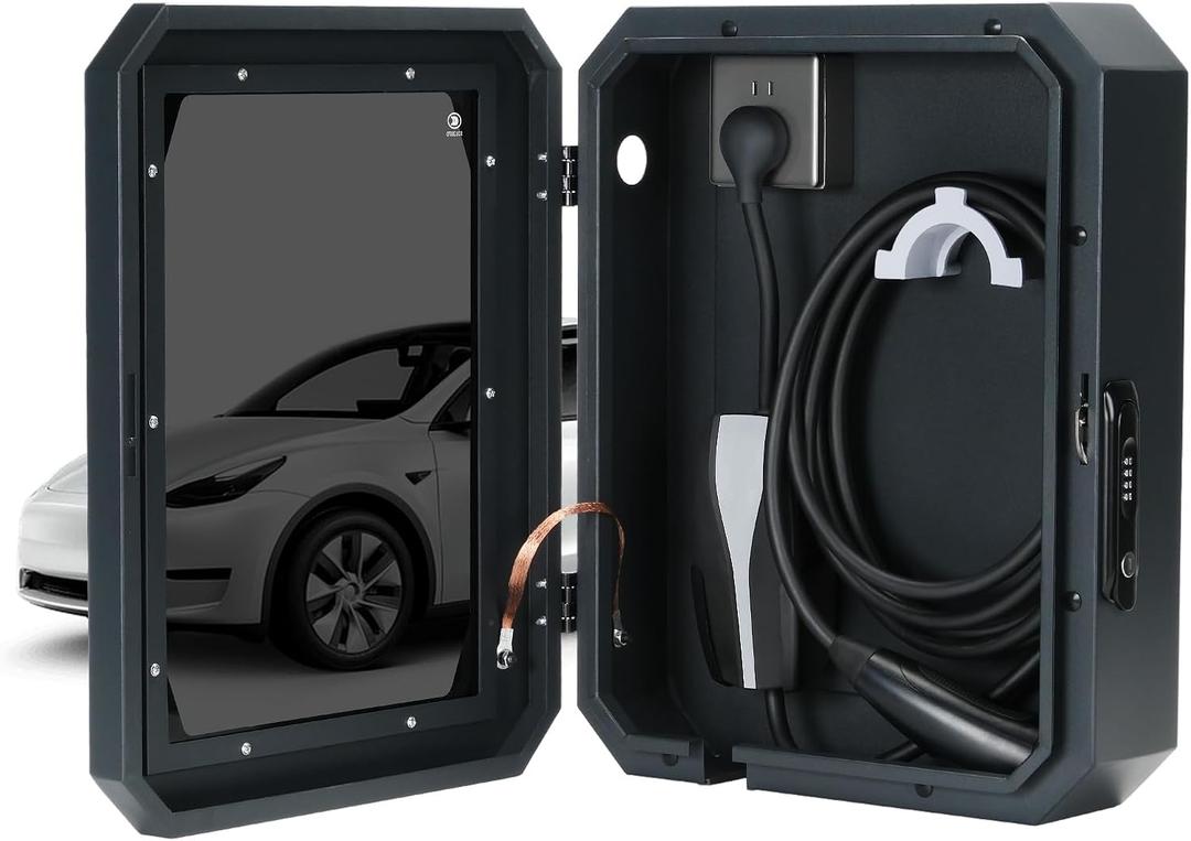 Wall Charger Station Box Compatible with Tesla Mobile Connector Indoor/Outdoor Cable Organizer Waterproof Dustproof (For Tesla Mobile Connector)