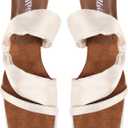 USIMAD Heeled Sandals for Women Square Toe High Heels Wedges Sandals Comfortable Dress Casual Shoes (6, Beige)