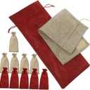 Beaupretty 12Pcs Reusable Wine Bottle Bags Drawstring Pouches and Natural Colors for Parties and Festivals Durable Imitation Wine Tote Bags