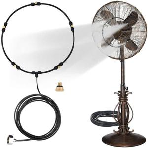 Outdoor Misting Fan Kit for a Cool Patio Breeze,Water Mister Spray for Cooling Outdoor,32FT (10M) Misting Line + 5 Brass Mist Nozzles + a Brass Adapter(3/4) Fit to Any Outdoor Fan