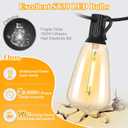Brightever LED Outdoor String Lights 50FT Patio Lights with 27 Shatterproof ST38 Vintage Edison Bulbs, Outside Hanging Light Waterproof for Porch, Deck, Garden, Backyard, Balcony, 2200K Dimmable