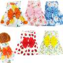 5 Pcs Dog Dresses Floral Puppy Cat Pet Dresses Dog Bowknot Dresses for Small Dogs Girls Puppy Summer Floral Skirts Outfits Cute Princess Pet Dress for Female Yorkie Cats Dogs Pets