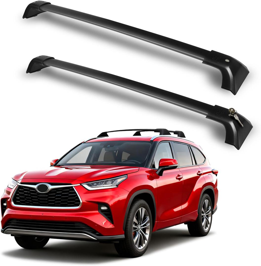 Lockable Roof Rack Cross Bars Compatible with Toyota Highlander 2020-2026 XLE Limited Platinum Hybrid 260lbs Heavy-Duty Aluminum Crossbars for Rooftop Cargo Carrier