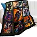 Motorcycle Blanket, Motorcycle Throw Blanket, Racer Sports Gifts Blankets Stuff Fleece Flannel Plush for Men Boys Women Girls Lovers Adults Soft Bedding Gift for Sofa Bed Office Home Decor 50"x40"