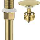 KAIYING Pop Up Drain, Bathroom Sink Drain Stopper, Vessel Sink Drain Assembly with Detachable Basket Stopper, Anti-Explosion and Anti-Clogging Drain Strainer (NO Overflow, Brushed Champagne Gold)