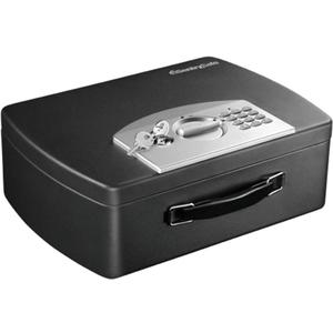 SentrySafe Portable Black Safe Box with Digital Keypad Lock, Small Steel Travel Safe with Carrying Handle for Money, Passport, 0.21 Cubic Feet, 4.4 x 13 x 10 Inches, P021E