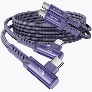USB C Cable [2Pack, 6.6ft] 240W Fast Charging Type C Cord, Nylon Braided USB 2.0 Cable for iPhone 17 16 15 Pro Plus Pro Max Air, iPad Pro, Samsung Galaxy S24 S23, Switch, MacBook Pro, Pixel-Purple