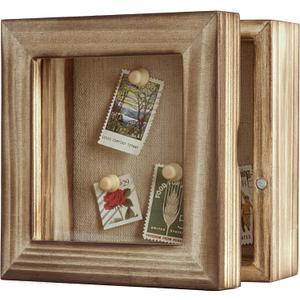 Freezing point Shadow Box Frame 5x5 Shadow Box Display Case Cabinet Picture Frame with Linen Back Memorabilia Awards Bouquet Photos Baby Memory Box for Keepsakes Small Mini Paw Print Box Pin (55, Carbonized)
