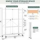 DEANIC 4 Tier Foldable Storage Shelves with Wheels, Large Capacity Shelving Unit, Freestanding Metal Wire Shelf Rack, No Assembly Organizer Rack for Garage Kitchen, Basement, Pantry (1, White-Plus), 28 x 13.4 x 50 inches