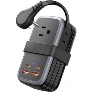 NTONPOWER GAN Ultra 65W USB Fast Charging Station, 7 in 1 Travel Power Strip with 3 Outlets 4 USB (2 USB C), Extension Cord 4ft, Travel Essentials, Cruise Power Strip Compatible with MacBook, iPhone
