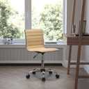 Flash Furniture Alan Low Back Designer Armless Tan Ribbed Swivel Task Office Chair, Set of 1