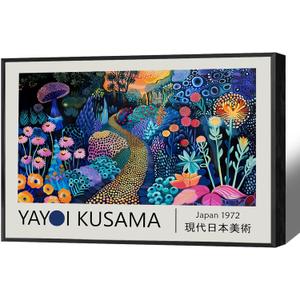 Vintage Colorful Japanese Poster Japan 1972 Modern Fine Arts Exhibition Canvas Wall Art Abstract Garden Polka Dots Flowers Prints Painting For Home Bedroom Dorm Wall Decor 12x16in Unframed