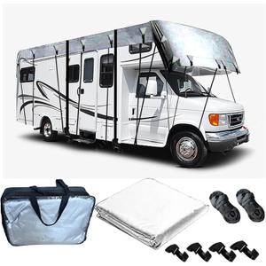 Wider 3.3m/10.83ft Rv Covers 210D Oxford Cloth Truck Camper Cover, Foldable Storage, Easy to Clean with 2 Windproof Straps Grey-32.8 x 10.8 ft