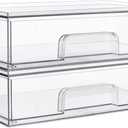 Vtopmart 12.1''W Clear Stackable Storage Drawers, 2 Pack Acrylic Plastic Organizers Bins for Makeup Palettes, Cosmetics, and Beauty Supplies, Ideal for Vanity, Bathroom, Cabinet, Desk Organization