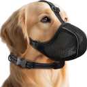 Dog Muzzle - Soft Breathable Mesh Nylon Adjustable Muzzle for Small Medium Large Dogs | Prevents Chewing,Biting & Scavenging | Allows Panting, Drinking & Grooming | Secure Collar Strap Design(Black L)