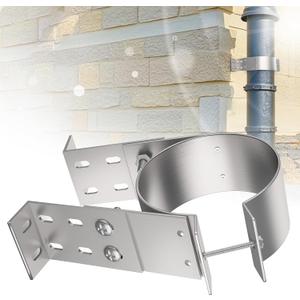 3" Adjustable Chimney Pipe Support Bracket, Pellet Chimney Wall Strap, Ventilation Duct Wall Fixing Bracket, Metal, Silvery
