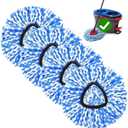 4-Pack Spin Mop Replacement Head for O-Ceda RinseClean Spin Mop Refill 2-Tank System Microfiber Deep Cleaning Machine Washable and Easy-to-Replace (Blue)