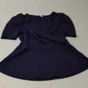 GRACE KARIN 2025 Womens Tops Elegant Peplum Top Wrap V Neck Puff Short Sleeve Summer Tops Blouse, Navy Blue, M