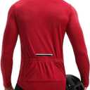 Bikewa Men's Cycling Jersey with 3+1 Rear Zipper Pockets Long Sleeve Moisture Wicking UPF 50+ Half Zip Riding Bike Shirts (Large, Dark Red)