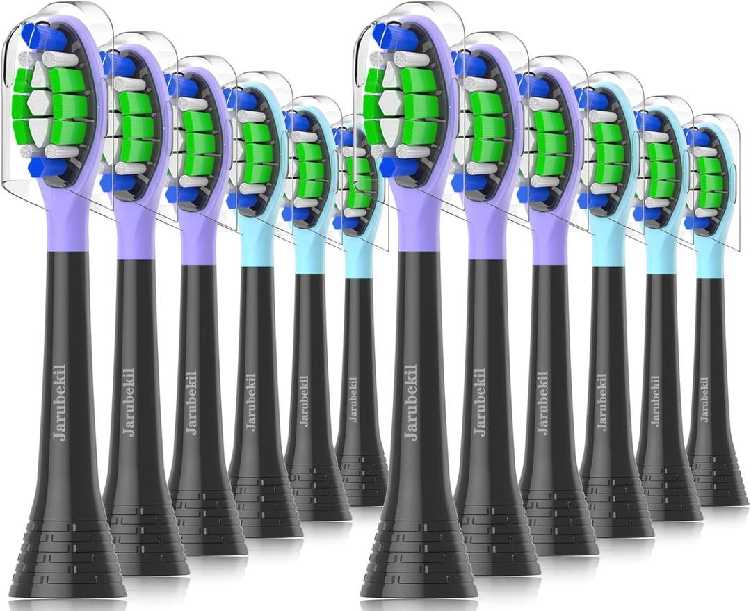 Replacement Toothbrush Heads 12 Pack Compatible with AquaSonic Black Series, Duo PRO, Vibe Series HDC Electric Toothbrush (12Pack) Black