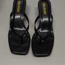 Women's Kitten Heels Sandals Square Open Toe Flip Flop Heels 1.8-2 Inch Heeled Sandals for Women (6.5, Black)