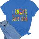 Autism Awareness Shirt Women Autism Shirts Autism Support Tops in April Blue Autism Mom Clothes Special Education Tees, XL