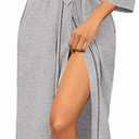 Ekouaer Robes for Women Long Knit Bathrobe Lightweight 3/4 Sleeves Kimono Robe Soft Sleepwear with Pockets (Medium)