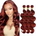 Reddish Brown Bundles Copper Red Bundles Human Hair 14 14 14 Inch Brazilian Virgin Color #33 Body Wave Bundle Hair Extensions