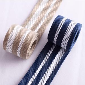 Fashion Striped Webbing Heavy Duty Polyester Webbing 1 1/2" Woven Ribbon Trims Crossbody Bag Purse Strap for Lanyard DIY Crafts (Navy Bule, 3yards) (Black,Blue)