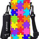 AMARY 750ML Neoprene Water Bottle Carrier Bag with Adjustable Shoulder Strap,Insulated Water Bottle Cover for Stainless Steel/Glass/Plastic Bottles 24OZ (Color puzzle)