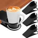 3PCS Drinking Cup Holder Clip Kalolary Chair Desk Bottle Cup Stand DIY Glass Clamp Storage Saucer Clip with Groove for Potted Plant Beverage Coffee Mug Holder Clip for Home & Office (Black)