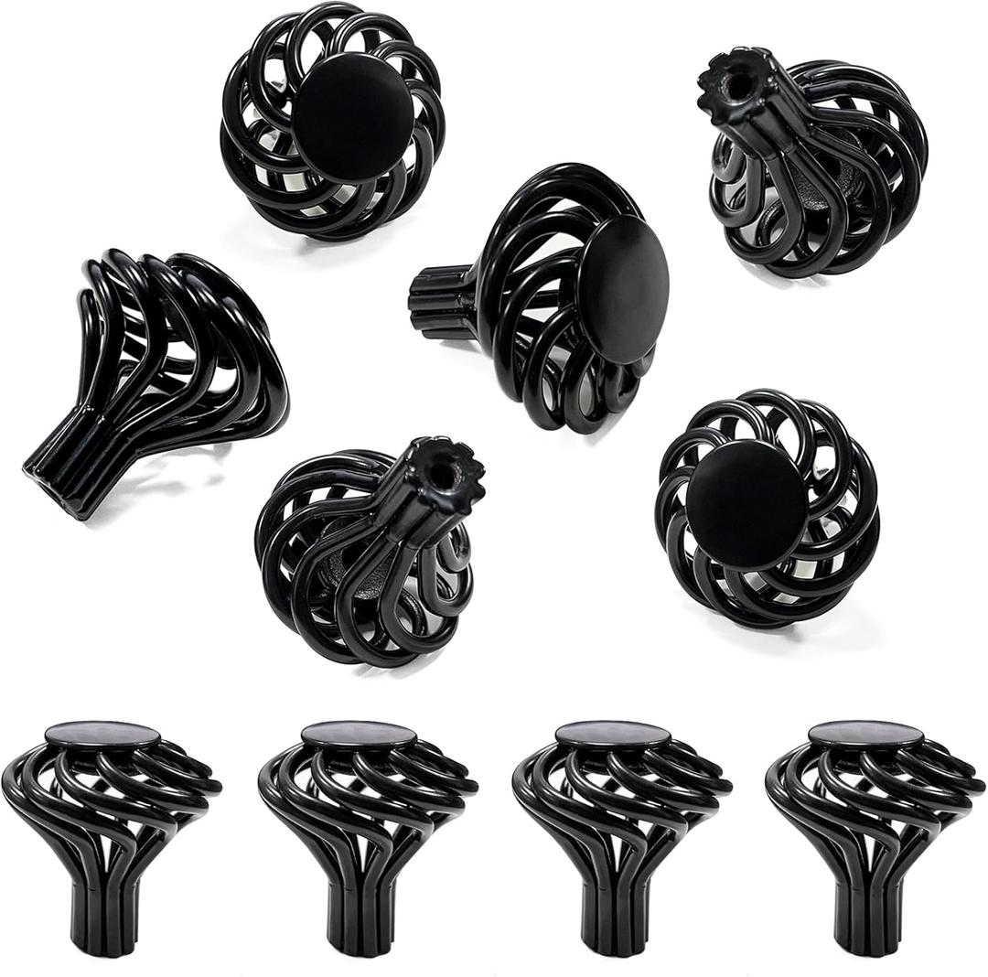 Lorigun Black Cabinet Knobs, Drawer Knobs for Dresser, Cupboard Door Knobs Round Alloy Knob with Screw, Single Hole Closet Door Knob Kitchen Cabinet Hardware 10 Pcs