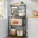 VASAGLE Kitchen Bakers Rack with Power Outlet, Coffee Bar 4-Tier with 8 S Hooks, Microwave Stand, Adjustable Shelf, for Small Spaces, Rustic Brown and Ink Black UKKS014K01V1