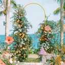 Wokceer 6 FT Wedding Arch Backdrop Stand and White Arches Cover, Metal Arch Backdrop Stand with Cover for Birthday Party Wedding Ceremony Bridal Baby Shower Event Decor
