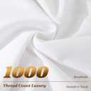 LBRO2M 1000 Thread Count 100% Cotton Sheets Set,King Size Bed Sheet 4 Piece Sets,Long Staple,16 Inches Deep Pocket,All Season,Bedding Super Soft Comforterble Breathable,Sateen Weave(White)
