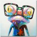 SEVEN WALL ARTS Colorful Animal Wall Art Cute Happy Frog with Glasses Painting Hip Hop Funny Canvas Picture for Kids Boy Girl Room Bathroom Nursery Office Decor 32 x 32 Inch